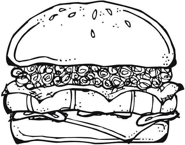 panino hambruger con salse disegno da colorare
