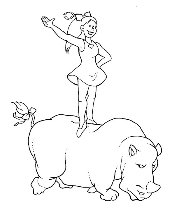 rinoceronte acrobata circo disegni per bambini gratis da colorare