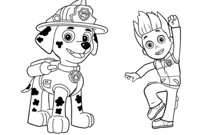 ryder e marshall paw patrol disegni da colorare gratis per bambini
