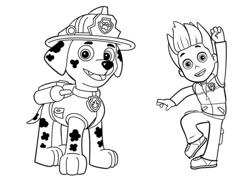 ryder e marshall paw patrol disegni da colorare gratis per bambini