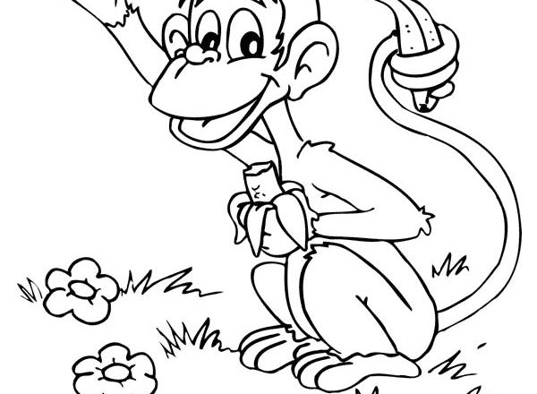 scimmietta con banana disegno da colorare gratis