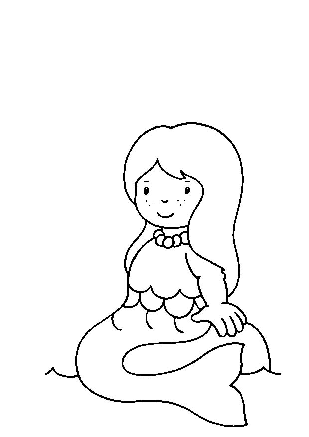 sirena bambina seduta disegno da colorare gratis