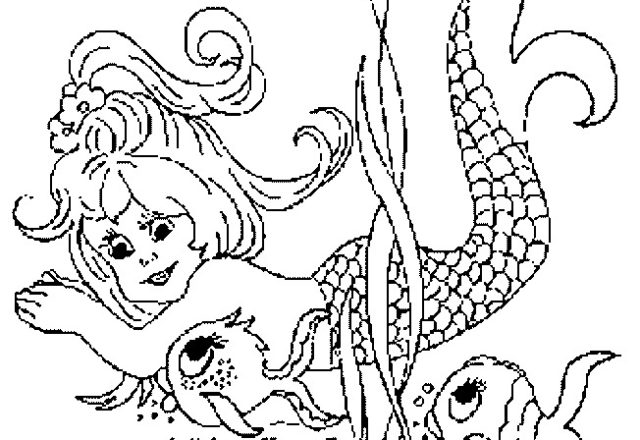 sirena con pesciolini disegno da colorare gratis-01