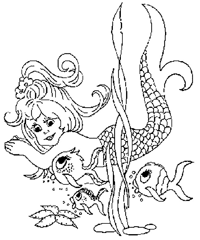 sirena con pesciolini disegno da colorare gratis-01