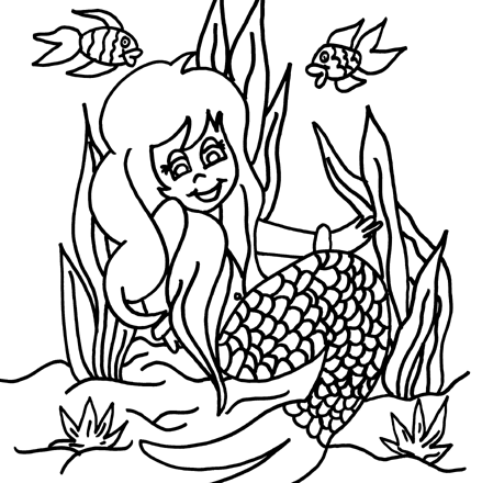 sirena con pesciolini disegno da colorare gratis