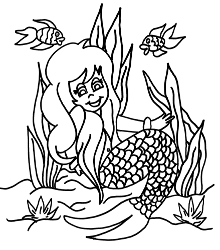 sirena con pesciolini disegno da colorare gratis