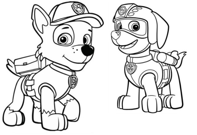 zuma e chase paw patrol disegni da colorare gratis per bambini